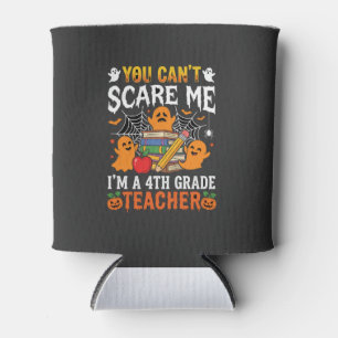 Funny 4th Grade Teacher Halloween Ghost Can Cooler