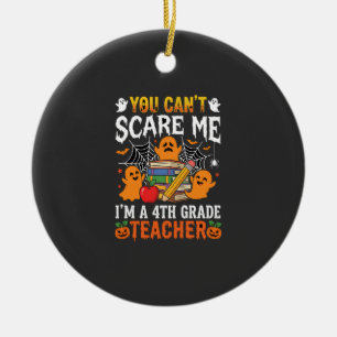 Funny 4th Grade Teacher Halloween Ghost Ceramic Tree Decoration
