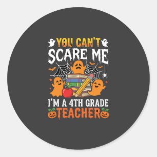 Funny 4th Grade Teacher Halloween Ghost Classic Round Sticker