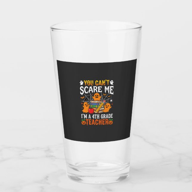 Funny 4th Grade Teacher Halloween Ghost Glass (Front)