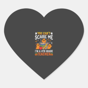 Funny 4th Grade Teacher Halloween Ghost Heart Sticker