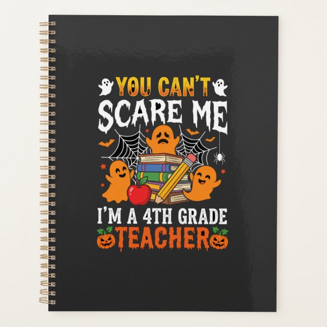 Funny 4th Grade Teacher Halloween Ghost Planner (Front)