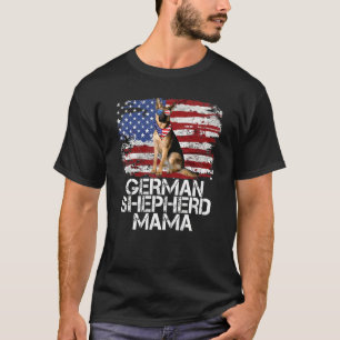 Funny 4th July German Shepherd Mama American Flag T-Shirt