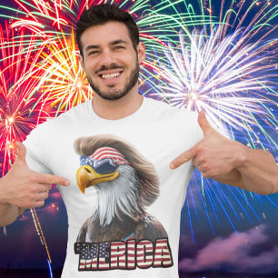 Funny 4th of July: American Bald Eagle and Mullet T-Shirt