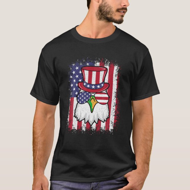Funny 4th Of July American Flag Patriotic Eagle US T-Shirt (Front)