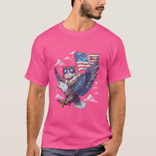 Funny 4th Of July Bald Eagle Cat Patriotic USA Ame T-Shirt