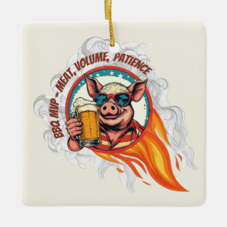 Funny 4th of July BBQ Pig Beer Mug | Grill Master Ceramic Ornament