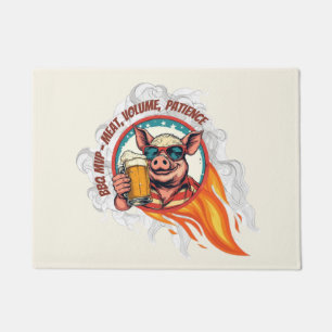 Funny 4th of July BBQ Pig Beer Mug Grill Master Doormat