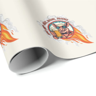 Funny 4th of July BBQ Pig Beer Mug Grill Master Wrapping Paper