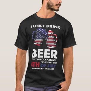 Funny 4th of July Beer Lovers American Distressed  T-Shirt