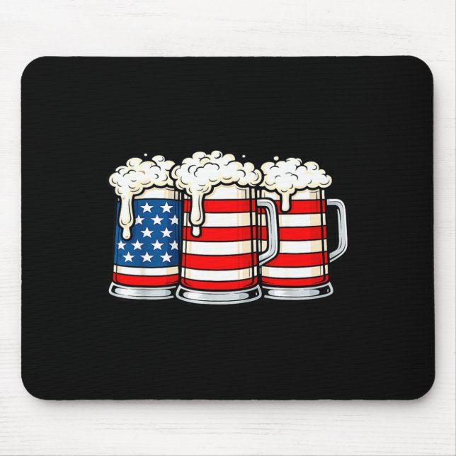 Funny 4th of july beer loving dad drinking men usa mouse mat (Front)