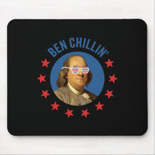 Funny 4th Of July - Ben Chillin' - Hip Ben Frankli Mouse Mat