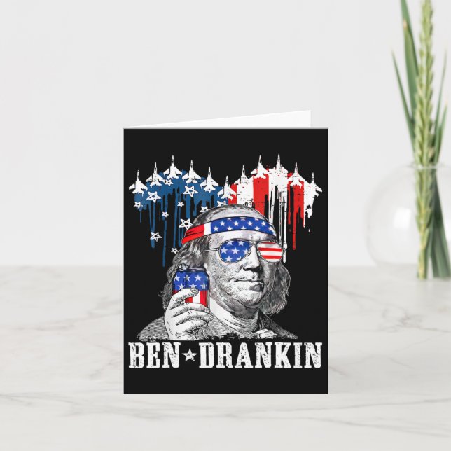 Funny 4th Of July Ben Drankin Patriotic  Card (Front)
