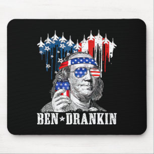Funny 4th Of July Ben Drankin Patriotic Mouse Mat