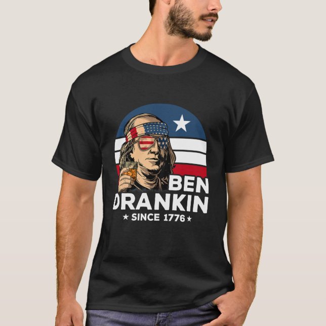Funny 4th Of July Ben Drankin Retro Flag 1776 Gift T-Shirt (Front)