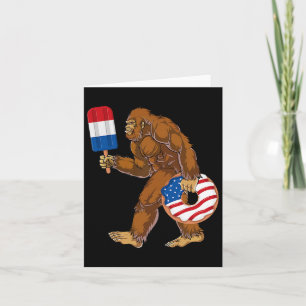 Funny 4th Of July Bigfoot Sasquatch American Flag Card