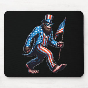 Funny 4th Of July Bigfoot Sasquatch American Flag Mouse Mat