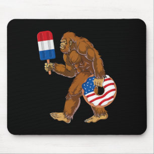 Funny 4th Of July Bigfoot Sasquatch American Flag Mouse Mat