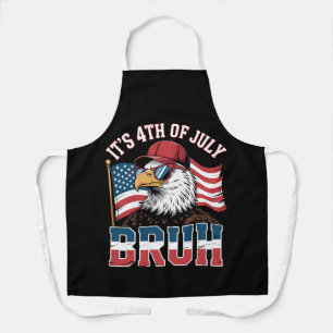 Funny 4th of July Bruh Patriotic Eagle Apron