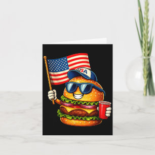 Funny 4th of july burger patriotic usa flag bbq card