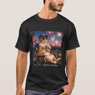 Funny 4th Of July Cat Fireworks Est 1776 Legend T-Shirt