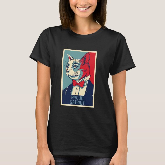 Funny 4th Of July Cat Proud Catriot Independece Da T-Shirt (Front)