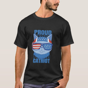 Funny 4th Of July Cat Proud Catriot Independece Da T-Shirt