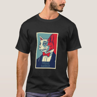 Funny 4th Of July Cat Proud Catriot Independece Da T-Shirt