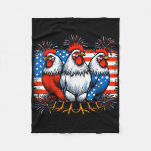 Funny 4th Of July Chickens Lover Usa Flag Patrioti Fleece Blanket