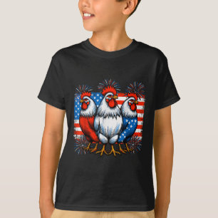Funny 4th Of July Chickens Lover Usa Flag Patrioti T-Shirt