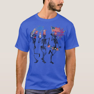 Funny 4th Of July  Dance of Death Macabre Skeleton T-Shirt
