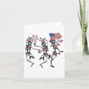 Funny 4th Of July Dancing Skeleton Retro Patriotic Card