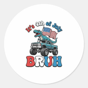 Funny 4th of July Dinosaur Monster Truck Shirt_1 Classic Round Sticker