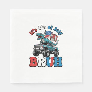 Funny 4th of July Dinosaur Monster Truck Shirt_1 Napkin