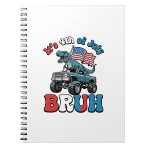 Funny 4th of July Dinosaur Monster Truck Shirt_1 Notebook