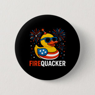 Funny 4th Of July Duck Firequacker Patriotic Usa F 6 Cm Round Badge