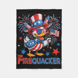 Funny 4th Of July Duck Firequacker Patriotic Usa F Fleece Blanket
