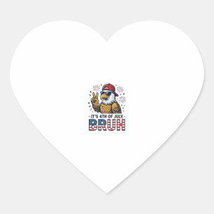 Funny 4th of July Eagle Bruh Patriotic Shirt Desig Heart Sticker