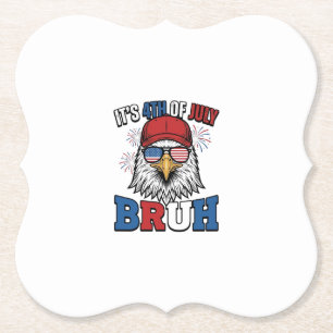 Funny 4th of July Eagle Bruh Patriotic Shirt Desig Paper Coaster