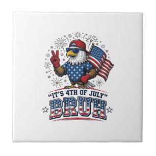 Funny 4th of July Eagle Bruh Patriotic Shirt Desig Tile