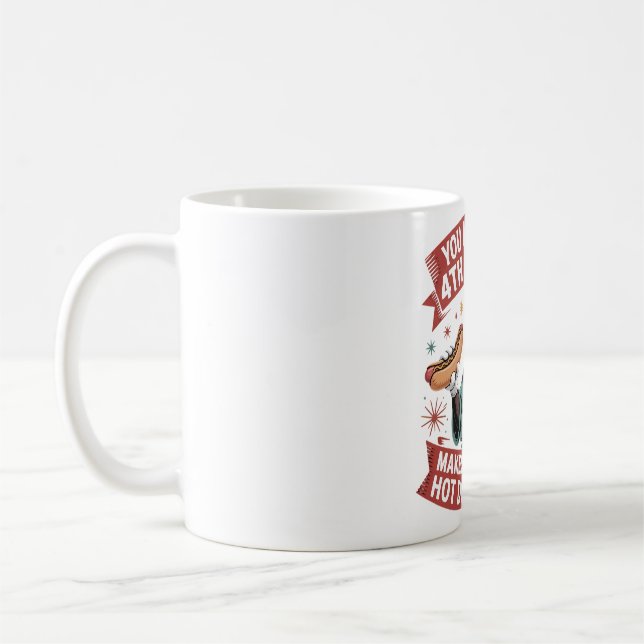 Funny 4th of July Eagle Hot Dog Design Coffee Mug (Left)