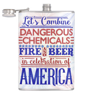 Funny 4th of July Fireworks Beer Independence Day Hip Flask
