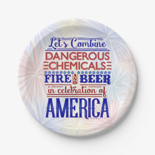 Funny 4th of July Fireworks Beer Joke   BBQ Party Paper Plate