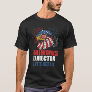 Funny 4th of July Fireworks Lets Get Lit Eagle Ame T-Shirt