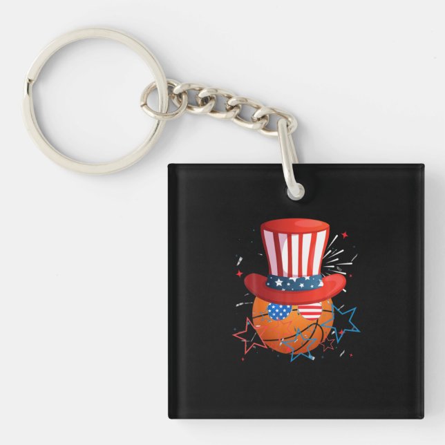 Funny 4Th Of July For Basketball Lovers Key Ring (Front)