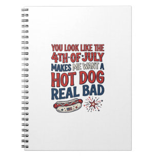 Funny 4th of July Hot Dog Patriotic Shirt Design_1 Notebook