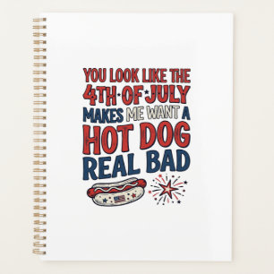 Funny 4th of July Hot Dog Patriotic Shirt Design_1 Planner