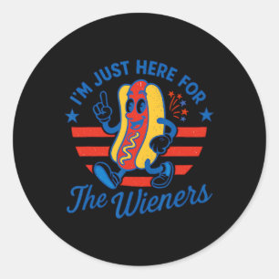 Funny 4th Of July Hot Dog Usa Patriotic Independen Classic Round Sticker