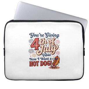 Funny 4th of July Hot Dog Vintage Shirt Design_1 Laptop Sleeve