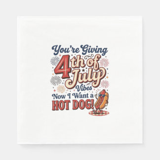 Funny 4th of July Hot Dog Vintage Shirt Design_1 Napkin